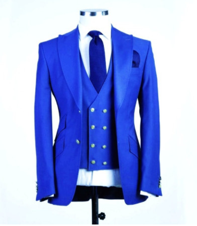 

Handsome Groomsmen Peak Lapel Groom Tuxedos Mens Wedding Dress Man Jacket Blazer Prom Dinner 3 Piece Suit(Jacket+Pants+Tie+Vest) B262, Same as image