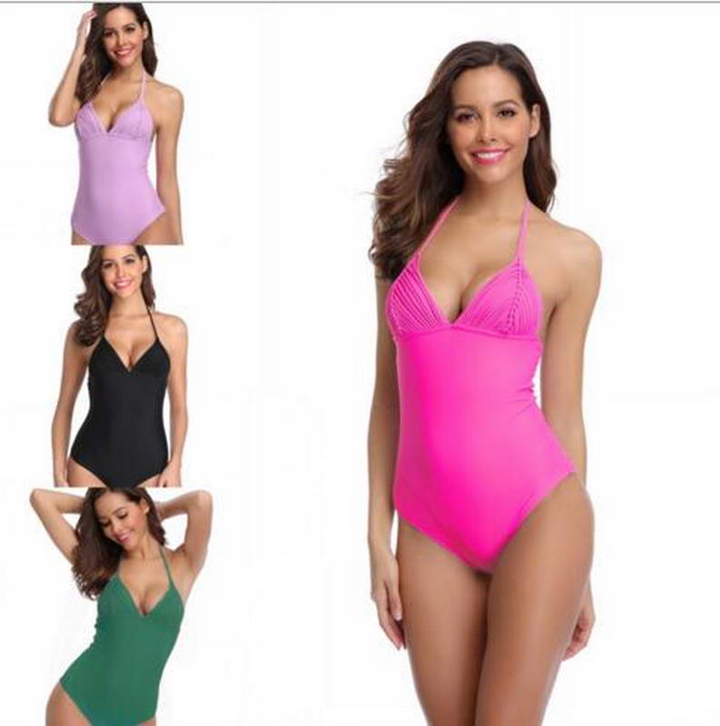 

NEW Women BIKINI One Pieces Solid color design Swimsuit Multi Strings Summer beach swimwear for women bikini lady swimsuit free shipt, As picture