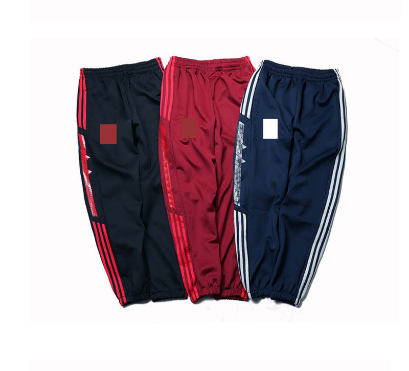 

2019 High-end design Season 4 calabasas Joggers Men Hip Hop Pants Casual Trousers Sweatpants season 4 cuffed pants Striped black Red Feet pants