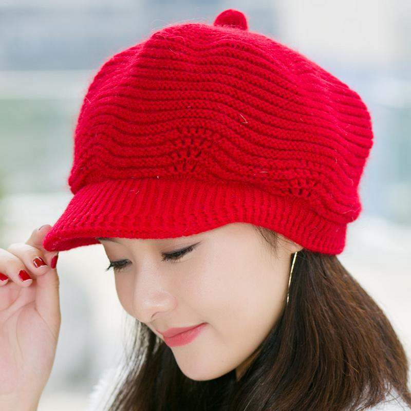 

2019 New Autumn And Winter Ladies Knit Hat Fashion Beret Fur Hat Knitted Wool, White