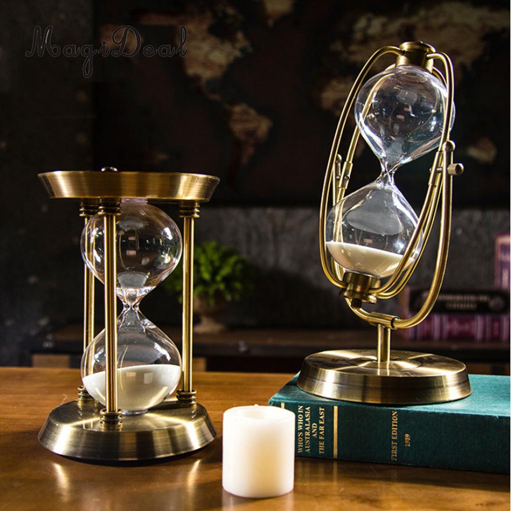 

MagiDeal Glass Sand Iron Hourglass Sand Glass Kitchen Cooking Clock 15min 30min 60min Home Decoration