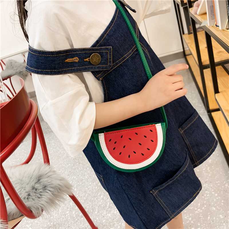 

Sweet Watermelon Shape Children Kids Mini Shoulder Bag For Baby Girls Coin Purse Sweet Fruit Pineapple Small Bag Coin Purse 2020, Black