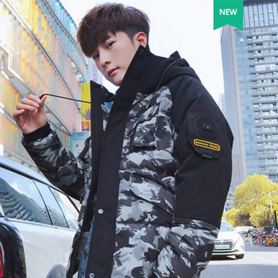 

New Winter Jackets Men Wind Proof Korean Down Jackets Waterproof Outwear Parka Mens Windbreaker Camouflage Coat Overcoat 40MF023
