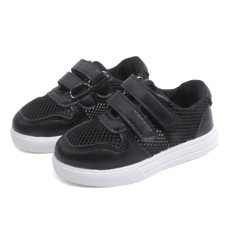 

2020 Summer Sport Shoes Kids Boys Net Cloth Children Running Shoes Breathable Solid Color Flat Bottom Sneakers SHS050, Shs050black