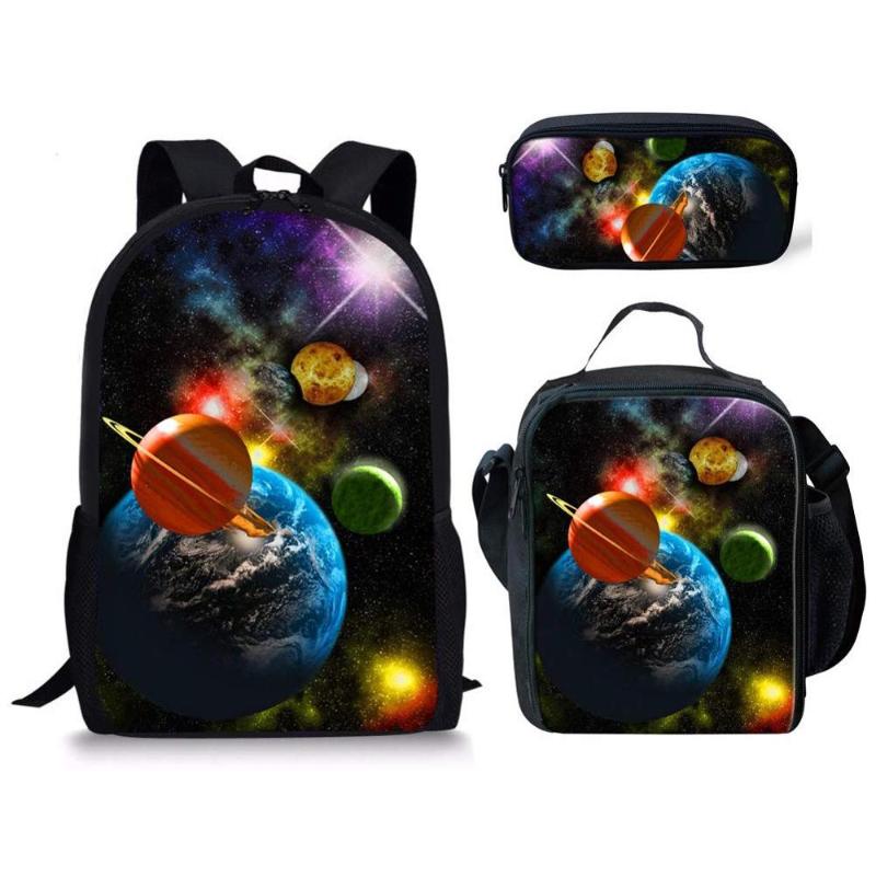 

Kids Backpack Boys Girls School Bag Set 3pcs School Backpacks Cool Galaxy Planet 3D Print Children Bookbag Primary Kid Book Bag, Cc3192k