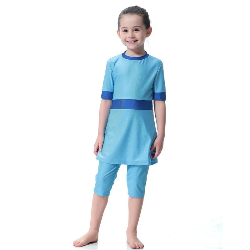 

Kids Children Baby Girls Muslim Swimsuit Two Piece Tankini Swimwear Set Outfi swimwear Separate Girls swimsuit X