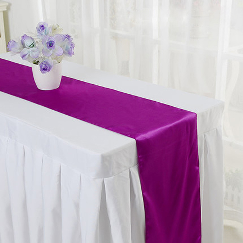 Cheap Red Blue Yellow Purple 30 275cm Satin Table Runner For