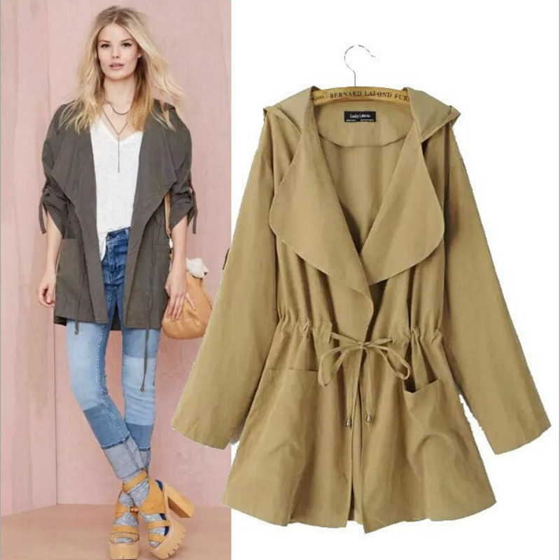 

NEW Women Short Trench Autumn Windbreaker Coats Casual Loose Clothes Fashion Stand Collar Drawstring Female Trench Coat 2020, Pink