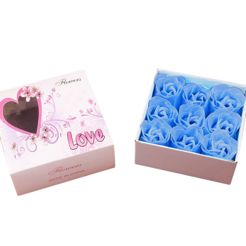 

9Pcs Artificial Scented Rose Petal Bouquet Gift Box Bath Body Flower Soap Gift Wedding Party Favor
