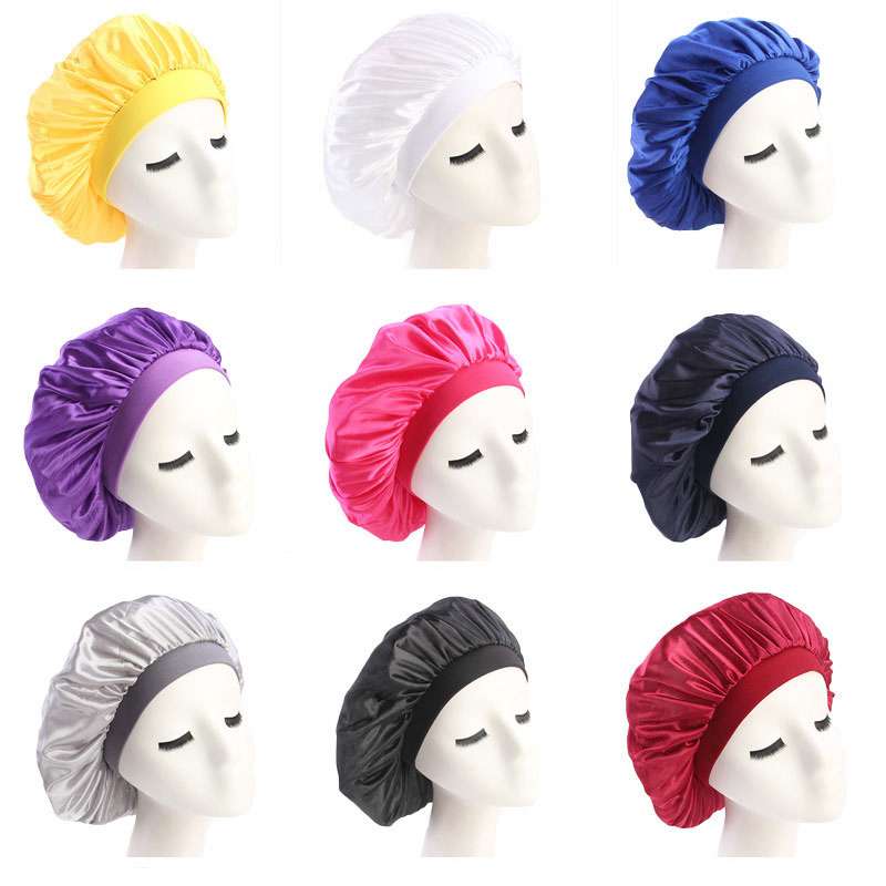 

New Muslim Ms Simulation Silk Solid Color Turban Hat Headwear Bonnet Sleeping Cap Chemotherapy Cap Head Wrap Covers Hair Accessories Hat, Multi