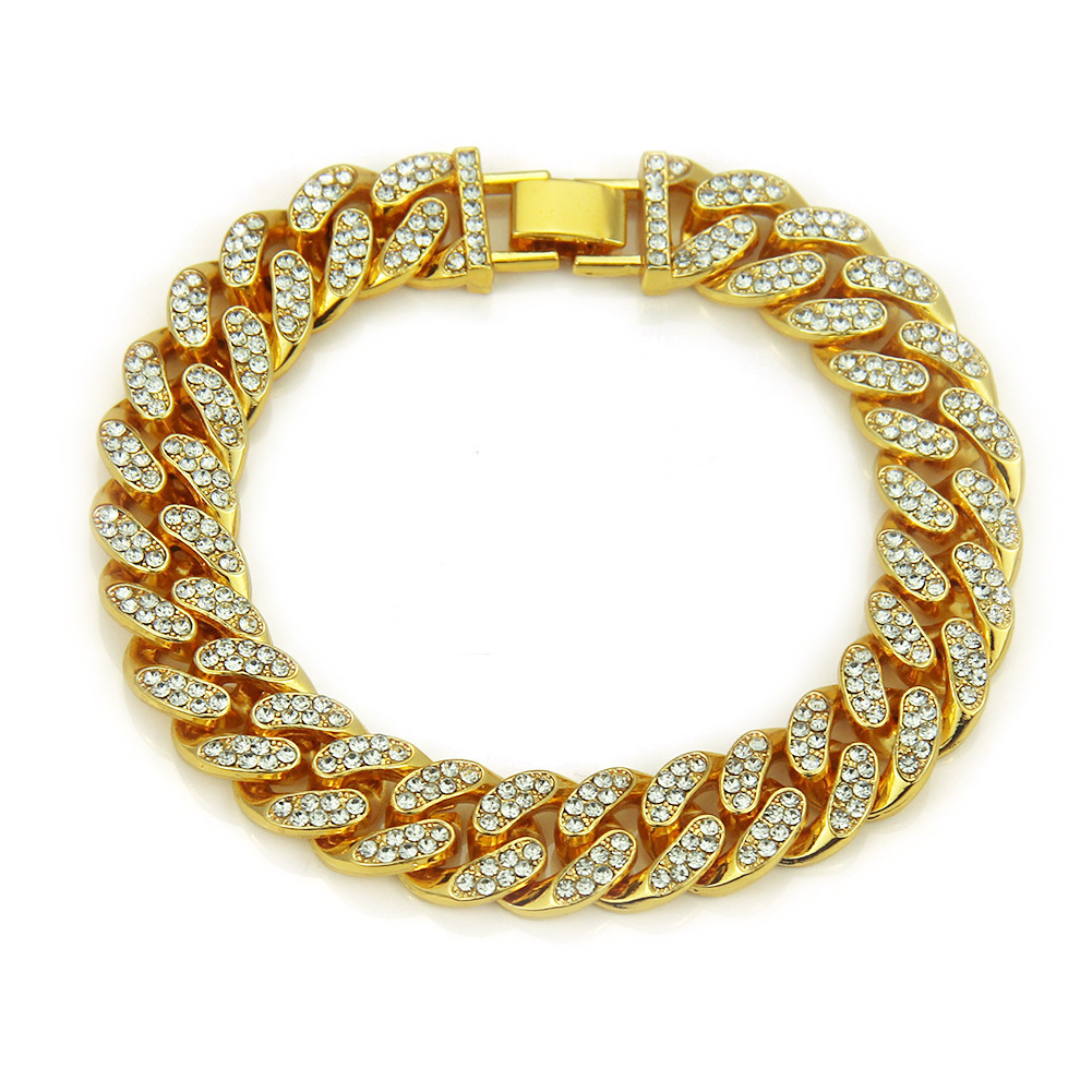 

Hip-hop Popular Fully-jewelled Bracelet Diamond Man Bracelet Hand Decorate