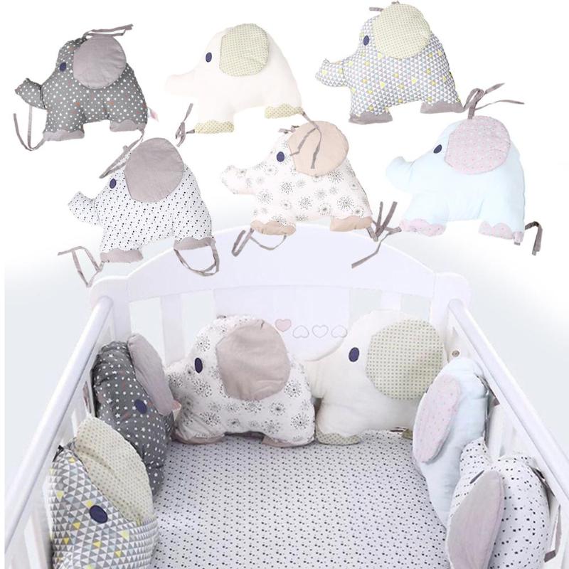 

6Pcs/Set Cotton Infant Room Baby Crib Bumper Cradle Protector Fence Stuffed Cotton Elephant Bedding Bumper For Baby Bedding, Red