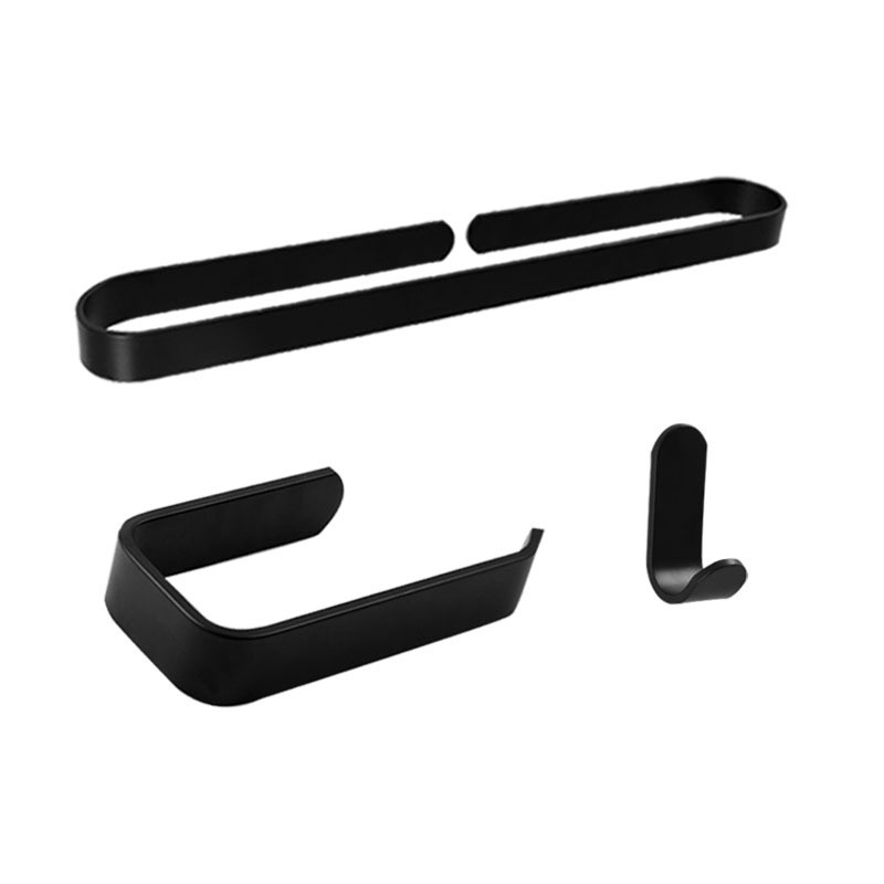 

LIUYUE Bath Hardware Sets Aluminum Black Wall Mounted Bathroom U Style Towel Rack Robe Single Hooks Roll Paper Hooks Can Retails