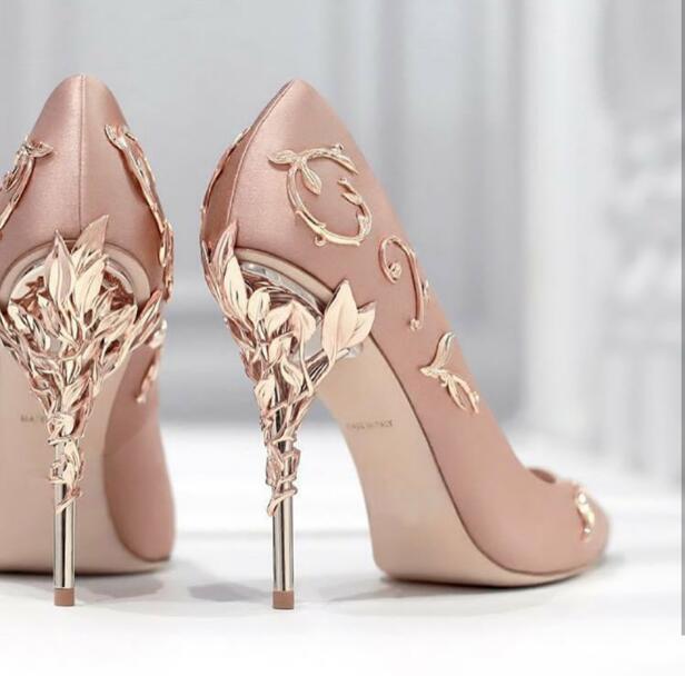 

Wedding Evening Party Prom Shoes Ralph Russo pink gold burgundy Comfortable Designer Silk stain eden Heels Shoes for Wedding Bridal cinderella woman Shoes, Heel height: 9 cm