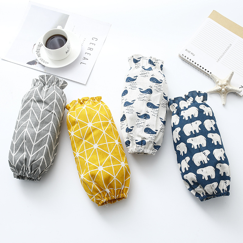 

1 Pair Fashion Nordic Style Polar Bear Design Unisex Cooking Dining Room Kitchen BBQ Restaurant Cleaning Brief Oversleeve Aprons