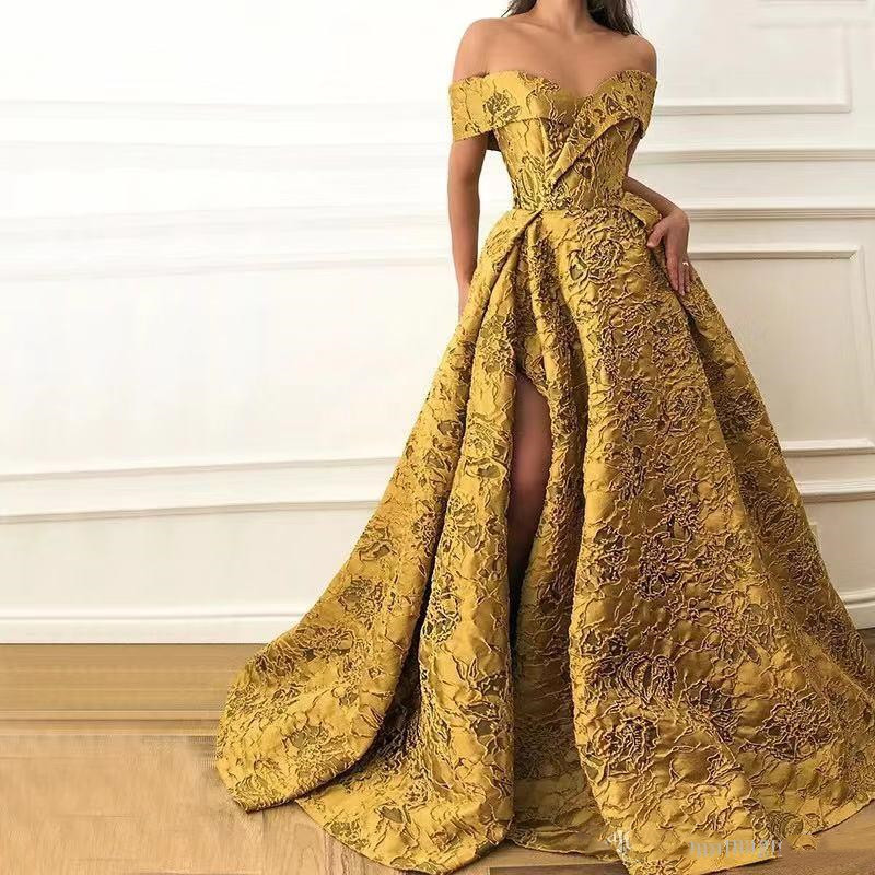 

Plus Size Muslim Evening Dresses 2019 Ball Gown V-neck Ruffles Beaded Islamic Dubai Saudi Arabic Long Formal Evening Gown Prom, Green