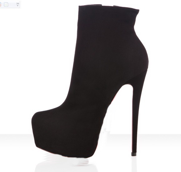 

Size 35-42 Women 16cm High Heels Shoes Black Suede With Zip Luxury Designer Red Bottom Ankle Boots Ladies New Fashion Winter Platform Shoes