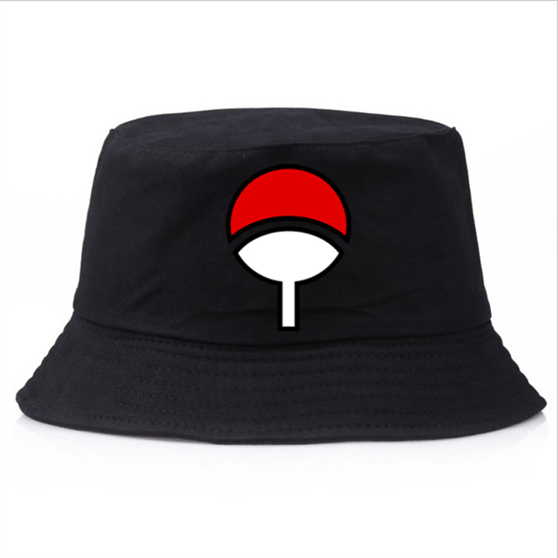 

2020 Anime Naruto Akatsuki Uchiha Family design print Hat unisex Panama Bucket Hat Fishing Fishermen, Black