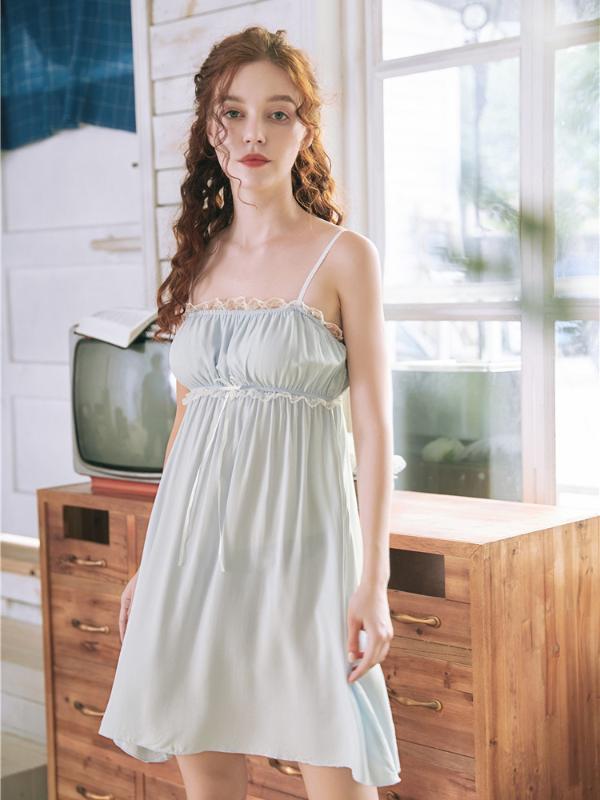 

nightdress women nighties Ladies casual dress nightwear Lingerie home Clothing for sleeping Sexy Sleepwear Nightgown Night Dress, Blue