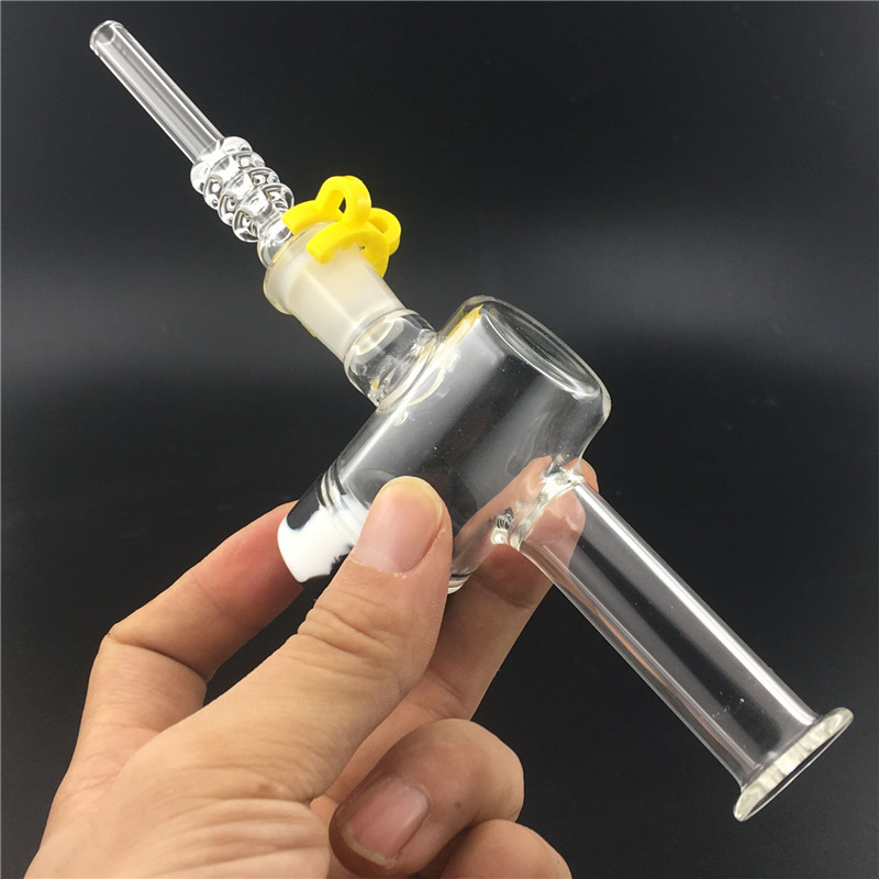 

Glass Recycle Reclaimer Dab Straw With 14mm 18mm Quartz Nail Keck Clip 10ML Silicone Container Glass Tips Dab Rig Straw Kit