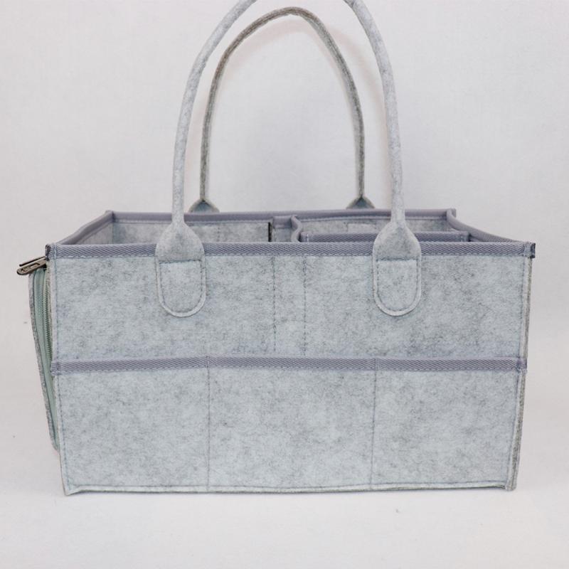 

Felt Diaper Bag Baby Diaper Storage Pouch Tote Bag Storage Basket for Babies Mom Daily Use, Light grey