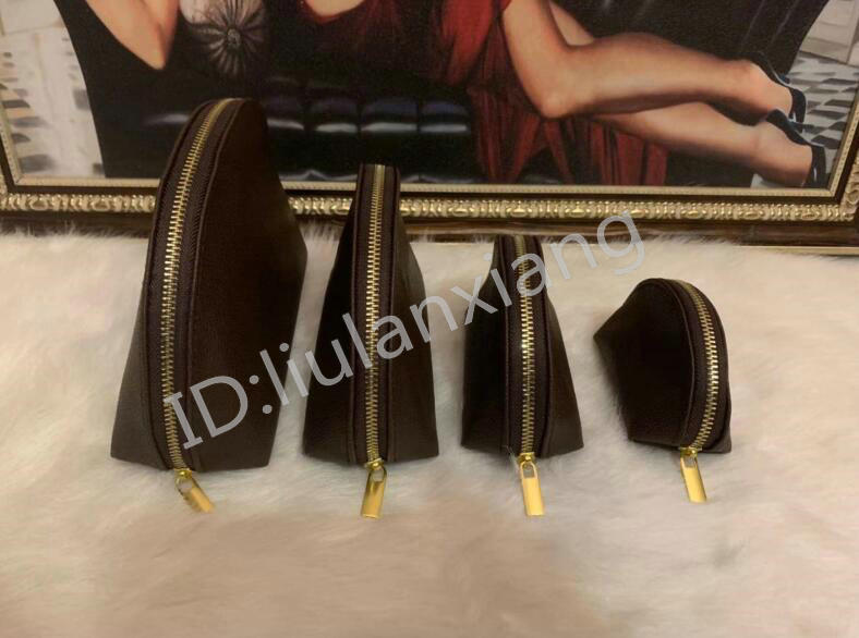 

designer wallet flower 4pcs/set make up Wash handbag designer bags high quality composite 4 pieces set women make up purses wallet bags M889, Brown flowers