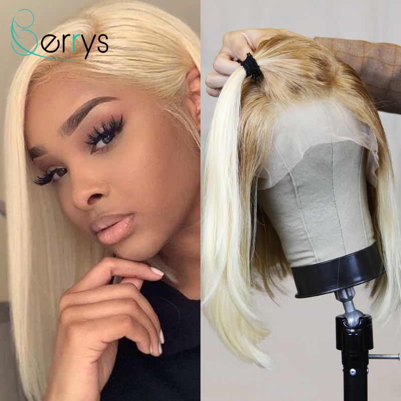 

Berryshair 13x4 Lace Front Remy Hair Wigs For Black Women 27/613 Blonde Short Bob Transparent Lace Wig Peruvian Hair Pre Plucked, 13x4 lace front wig