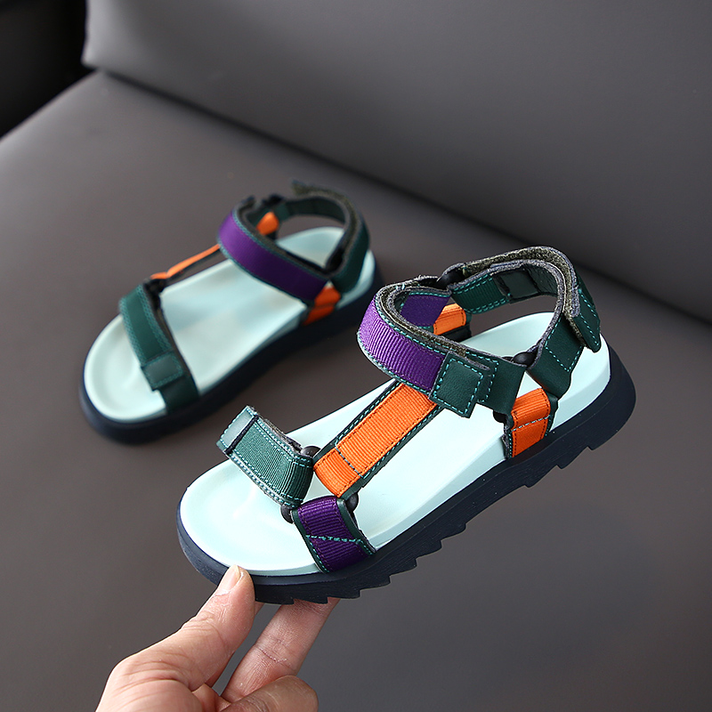 

Girls Sandals Summer Fashion Colored Baby Girl Shoes Kids Girls Beach Sandals Flat Non-slip Boys Student Sadnals SX486, Sx486orange