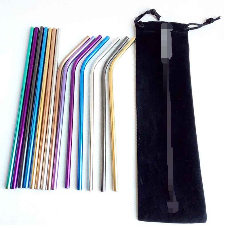

Stainless Steel Colored Drinking Straws 8.5" 9.5" 10.5" Bent and Straight Reusable Metal Straws Tool 10 colors OD 6MM/8MM choose Home Party