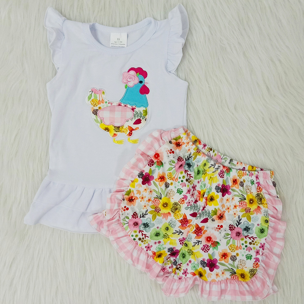 

Baby Girl Designer Clothes Baby Outfits 2pcs Summer Short Sleeve Pants Set Embroidery Toddler Baby Girls Clothes Little Girl Boutique Outfit, White
