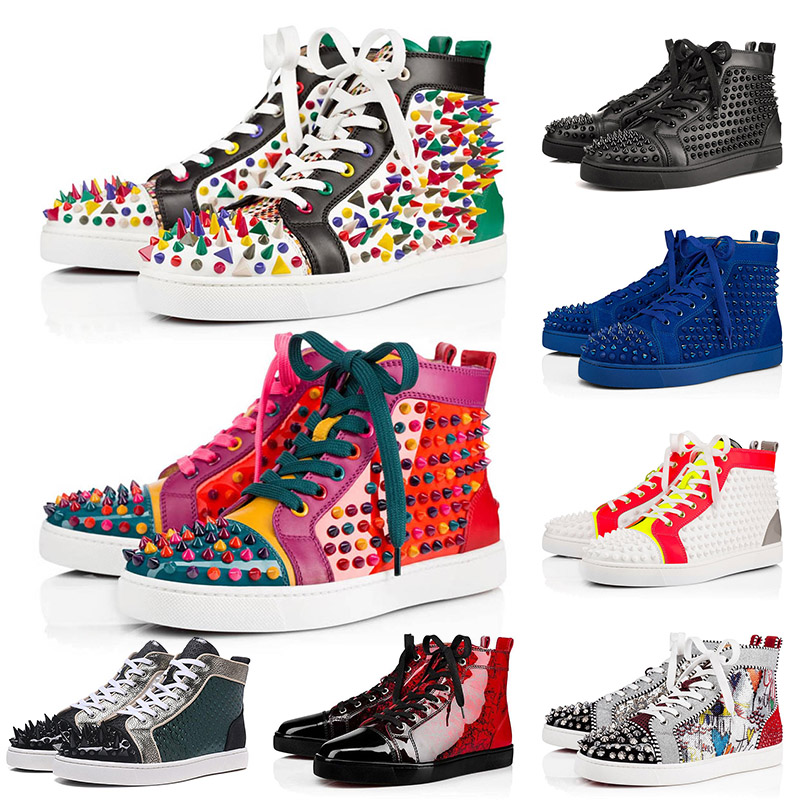 Spike en cuir en cuir en cuir rouges pour hommes chaussures de créateur mode luxe rouge bas pour femmes chaussures décontractées chaussures robes