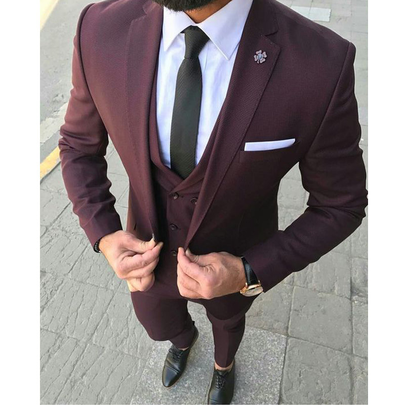 

Italian Burgundy Tuxedo Formal Suit Custom Made Wedding Tuxedos Groom Suits for Wedding 3 Pieces Mens Wedding Suits Jacket+Pants+Vest, Beige