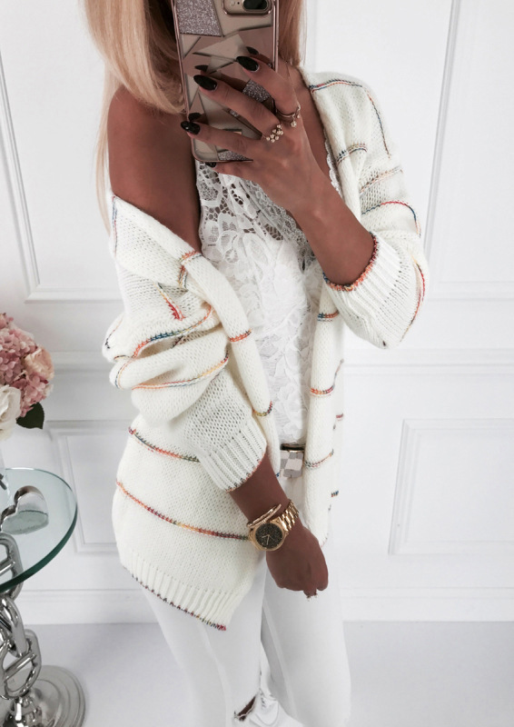 

Cross-border specifically for independent station Hot European women' autumn explosion models wild casual cardigan sweater coa, White