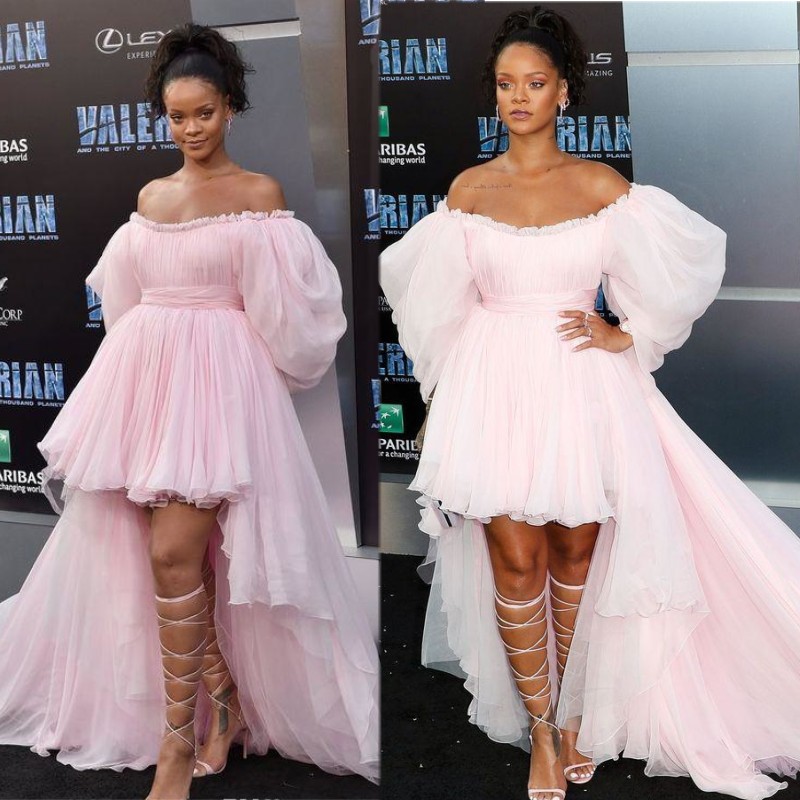 

A Line Sexy Prom Dresses Hi Lo Party Dress Pink Off Shoulder Evening Formal Wear Plus Size robes de soirée, Fuchsia