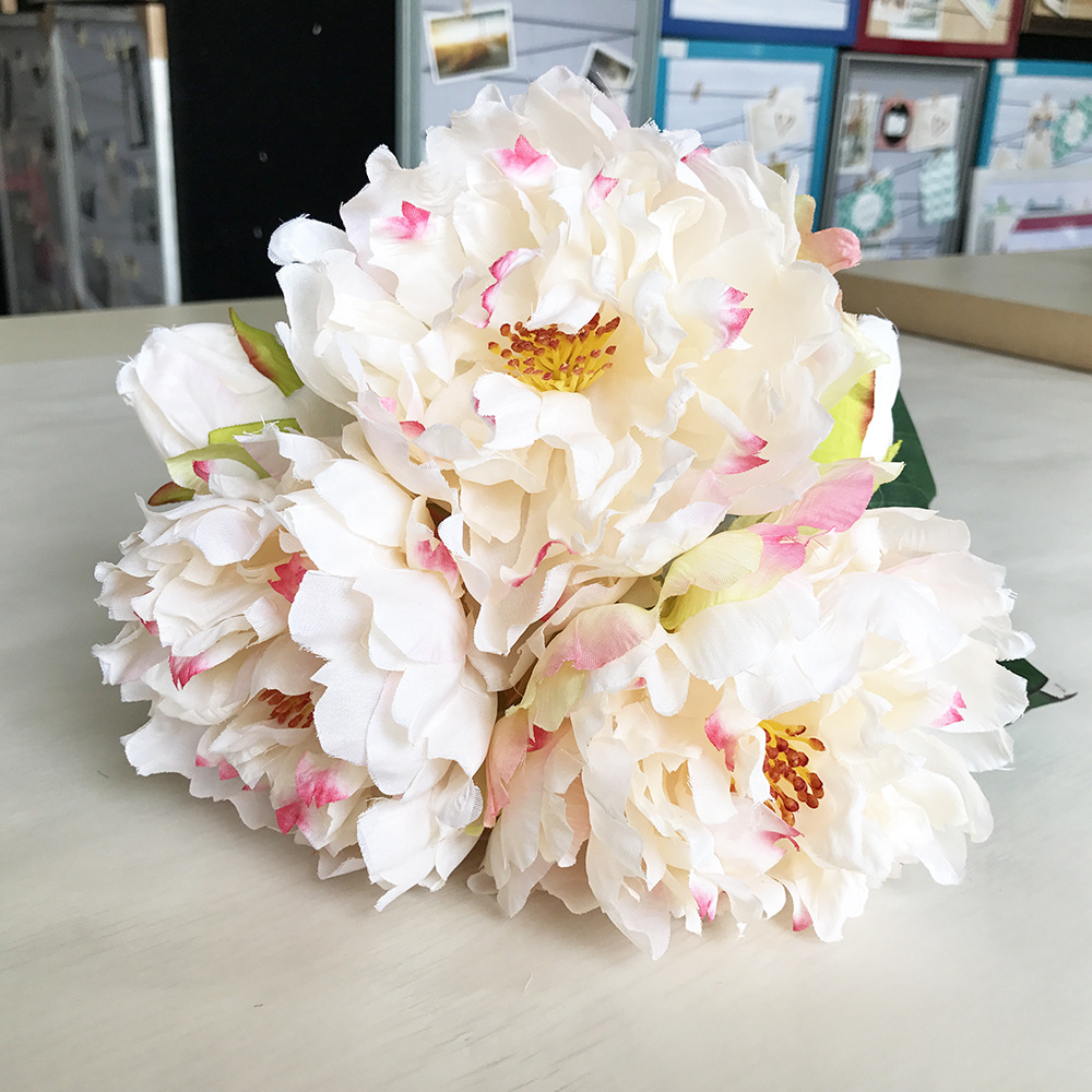 

1 Bouquet 5 Head Artificial Simulation Peony Silk Flower Home Wedding Party Garden Craft Decor Bouquet