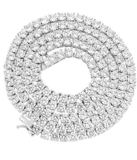 

4mm 1 Row Real 925 Silver Bling Tennis Chain Necklace ANTI TARNISH