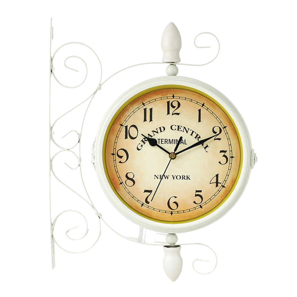 

double sided hanging clock retro style