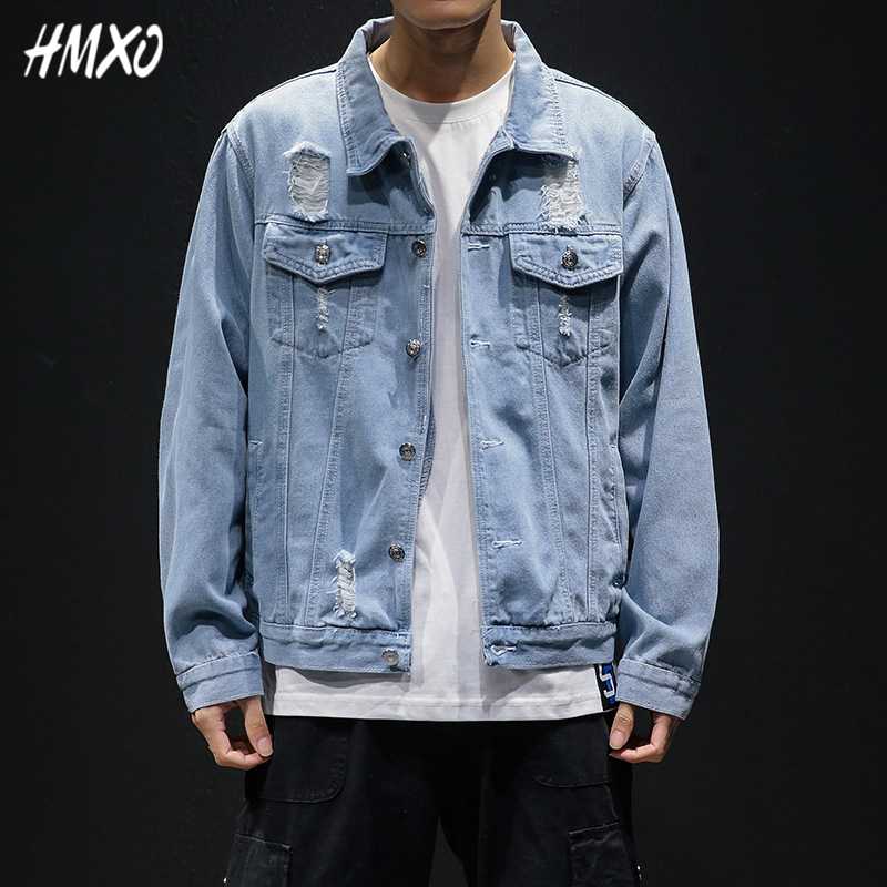 HMXO 2020 New Fashion Men's Frayed Design Denim Jacket Retro Style Jeans Jacket Casual Street Wear Spring Male Clothes Large 5XL