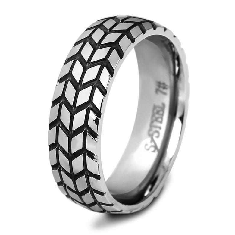 

Band Rings Jewelry Punk Fashion High Quality European and American Style Geometric Tire Tread Gold Plated Stainless Steel Rings LR053