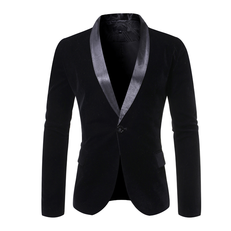 

2020 Men's Jackets Formal Slim Fit Suit One Button Suit Notched Blazer Male Cotton Blend Coat Jacket Ropa Para Hombre Elegante, Black