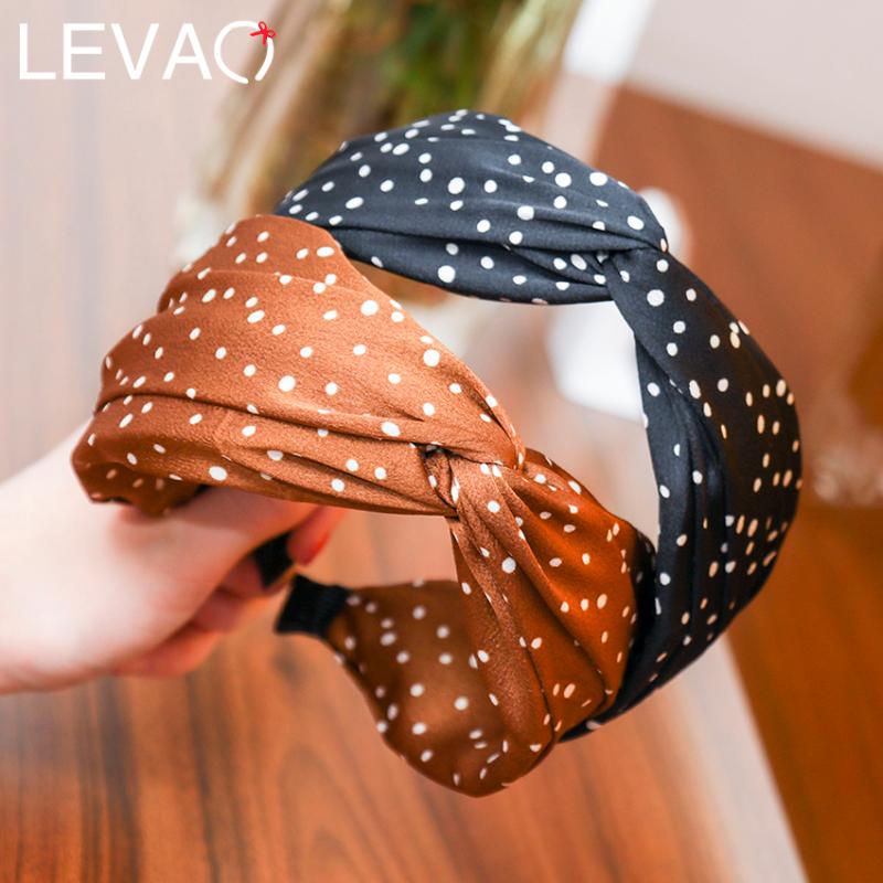 

Levao Trendy Dot Print Crossed Girls Hairbands Top Cross Headbands Fashion Wide Headband Head Hoop Women Hair Accessories