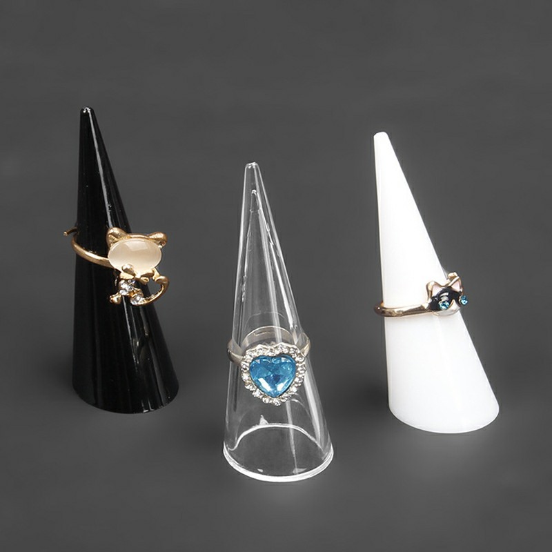

10PCS/Lots Fashion Popular Mini Acrylic Jewelry Finger Ring Holder Triangle cone Jewelry Display Shelf Rack Stand