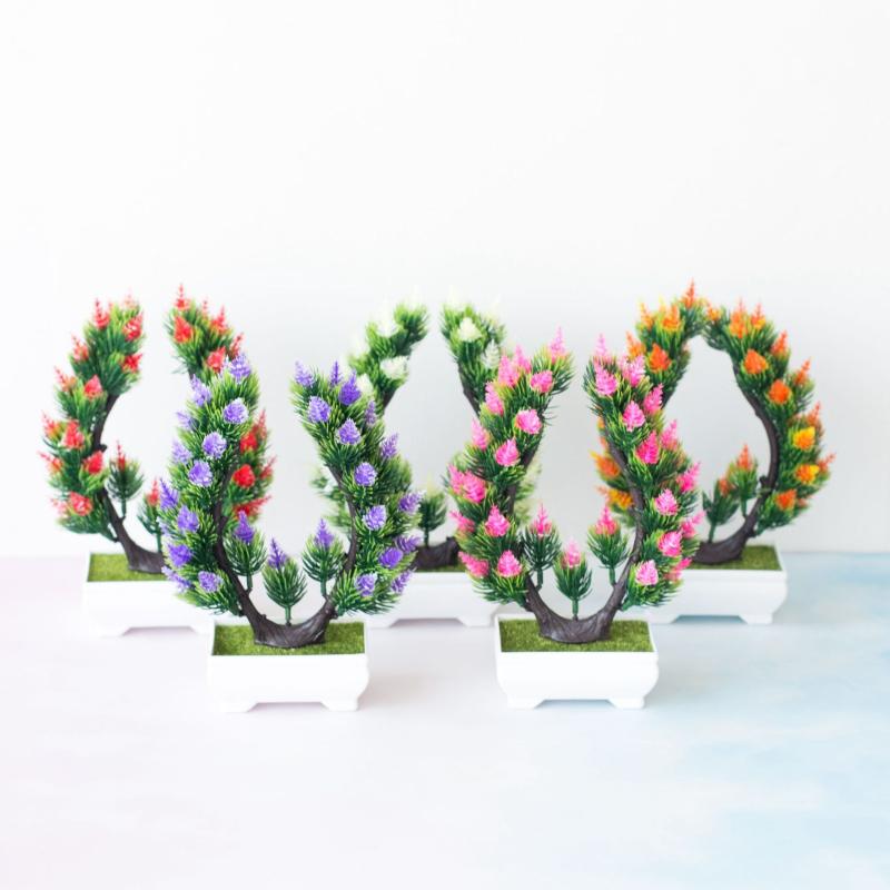 

1PC Artificial Plants Bonsai Small Tree Pot Plants Fake Flowers Potted Ornaments for Home Decoration Hotel Garden Decor, Orange