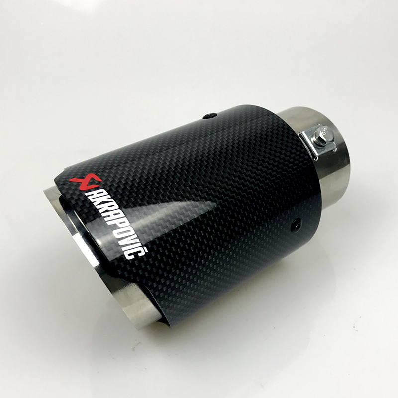 

GTPARTS Inlet Adjustable Akrapovic Tips Carbon Fibre Car Exhaust Pipe Straight Edge Carbon Fiber Muffler Tip for inlet 35-56mm