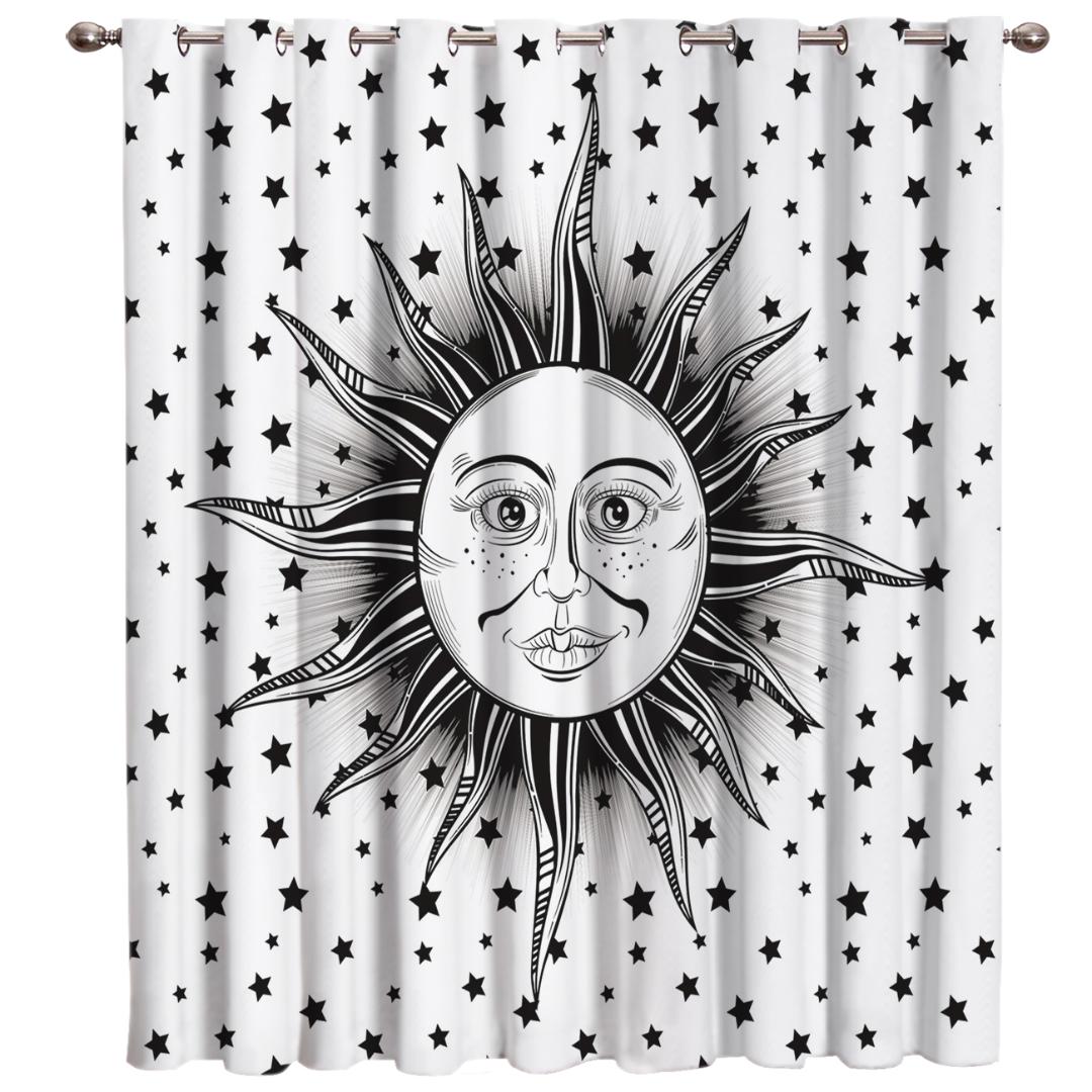 

Hippie Sun Around The Stars Window Treatments Curtains Valance Room Curtains Large Window Living Room Kitchen Outdoor Indoor, As pic