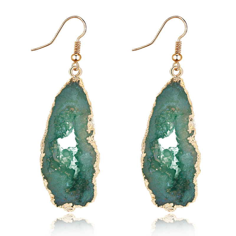 

Fashion Irregular druzy drusy earrings gold plated Geometry faux natural stone resin earrings for women jewelry, Silver
