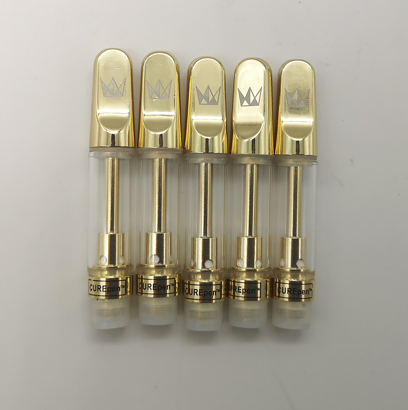 

WEST COAST CUREPEN VAPE CARTS 0.8ML 1ML Gold Metal Tip Disposable Vaporizer Pyrex Glass Tank Child Resistant Packaging Cure Vape Cartridges