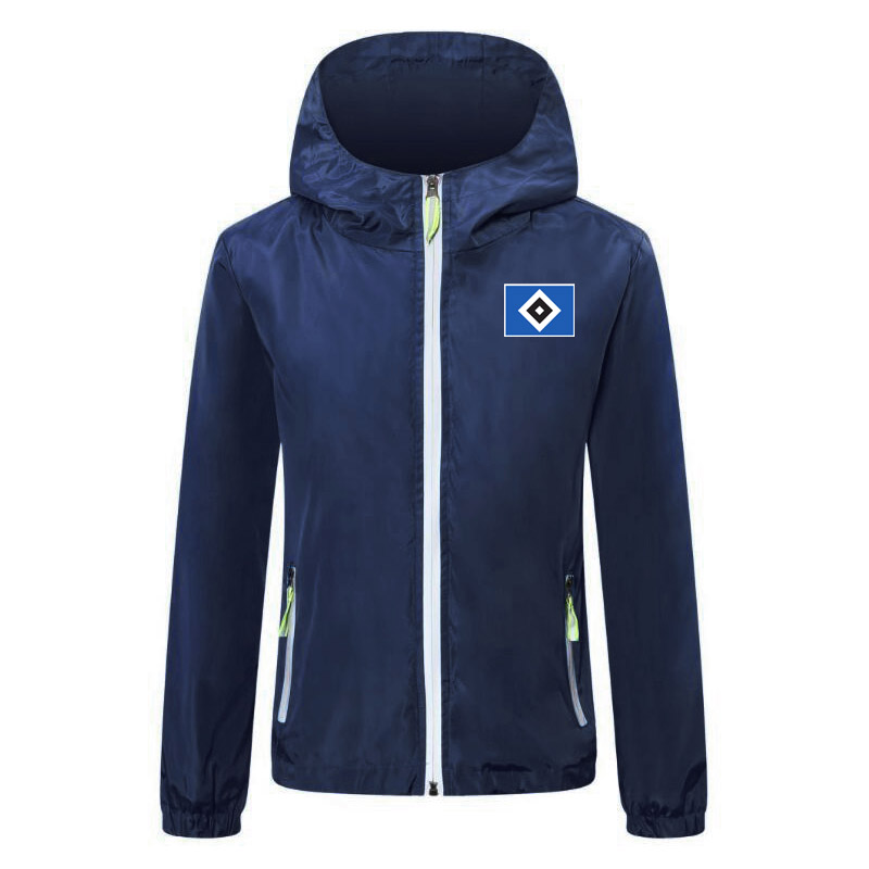 

2020 Hamburger SV Soccer hoodie windbreaker jackets coat Brand Running jacket Waterproof Windproof Hooded Zipper windbreaker Men's Jackets, Black;brown