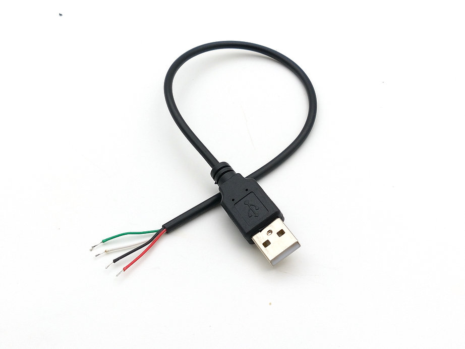 

50PCS USB 2.0 Type Male TO 4 Pin 4 wire data and charge cable cord for DIY, Black