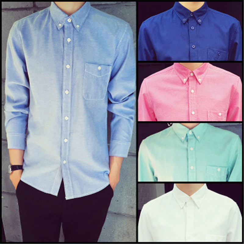 Hommes D'Affaires Designer Chemises De Mode Mince Solide Couleur À Manches Longues Chemises Hommes Casual Revers Cou Tops